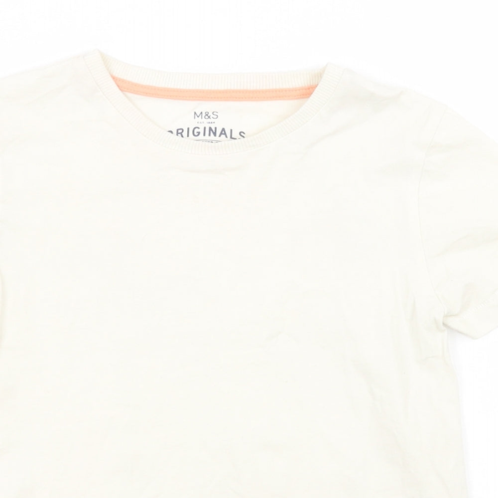 Marks and Spencer Boys Green  Cotton Basic T-Shirt Size 6-7 Years Round Neck