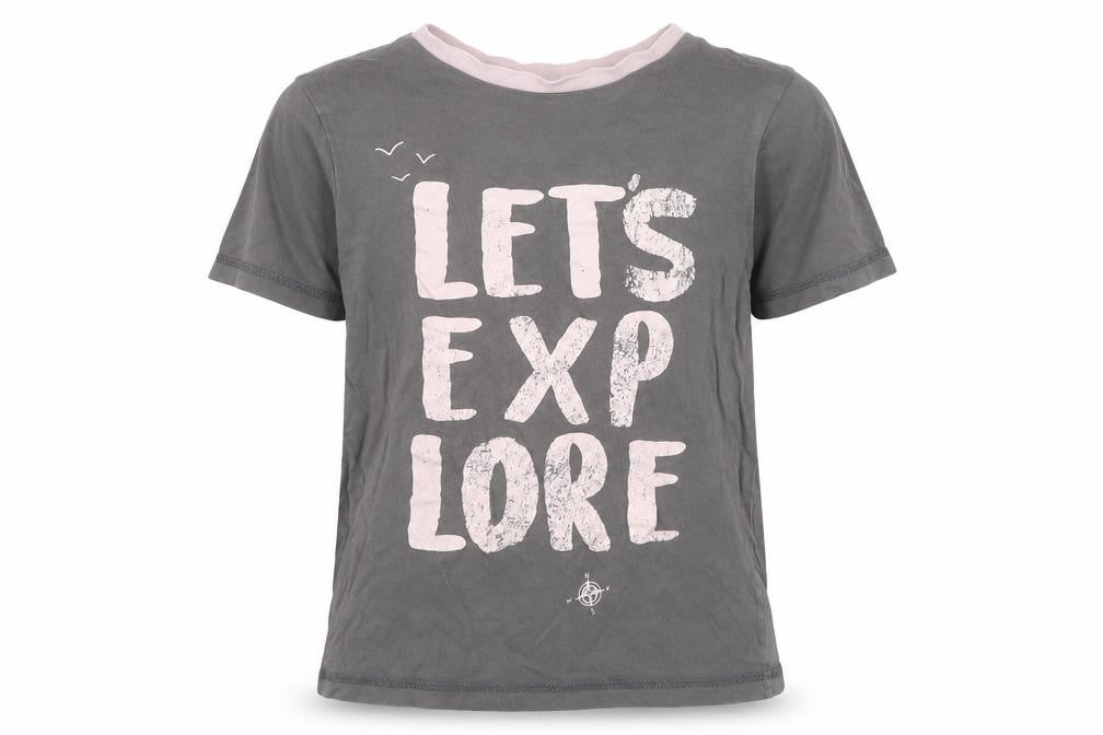 Front view of George boys’ grey cotton basic t-shirt, size 7-8, years round neck - let's explore