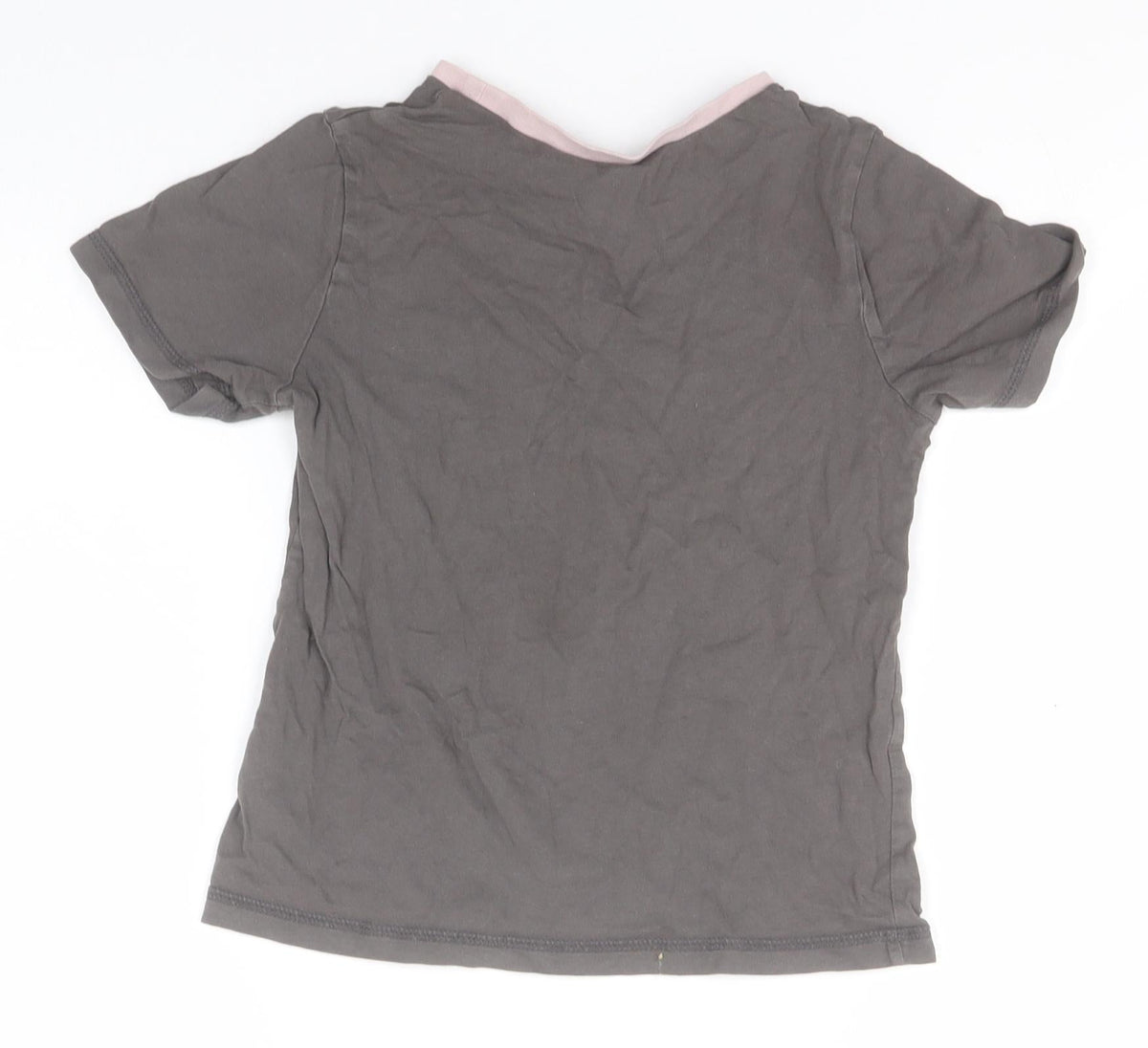 Back view of George boys’ grey cotton basic t-shirt, size 7-8, years round neck - let's explore