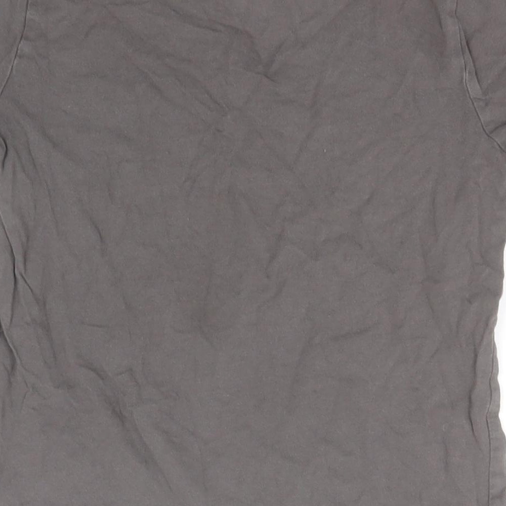 Brand and care label for George boys’ grey cotton basic t-shirt, size 7-8, years round neck - let's explore