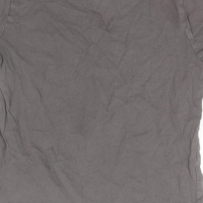 Brand and care label for George boys’ grey cotton basic t-shirt, size 7-8, years round neck - let's explore
