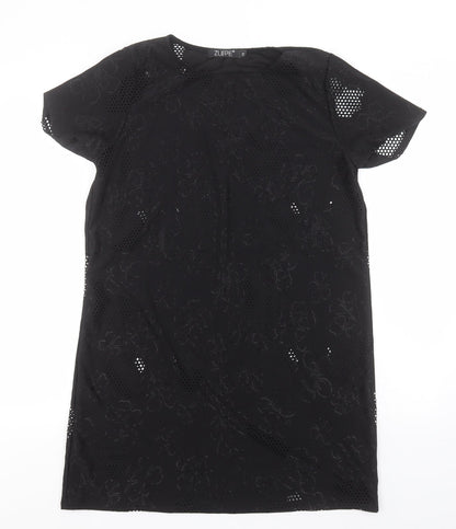 Additional front view of Zuppe women’s black basic t-shirt, size UK 14, round neck