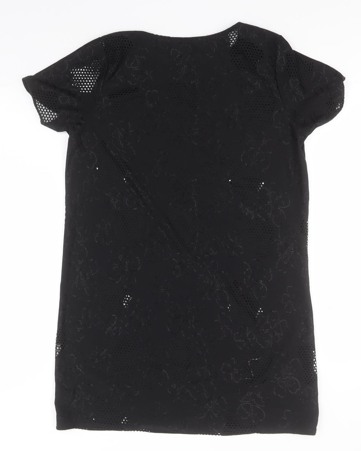 Back view of Zuppe women’s black basic t-shirt, size UK 14, round neck