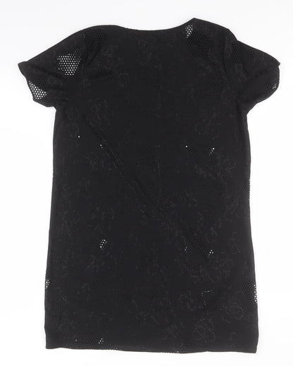 Back view of Zuppe women’s black basic t-shirt, size UK 14, round neck
