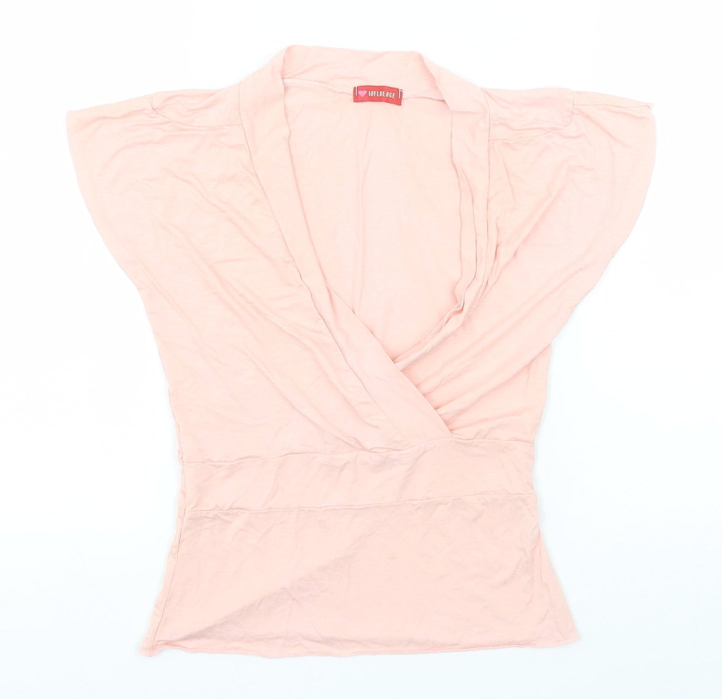 Influence Womens Pink  Viscose Basic T-Shirt  V-Neck