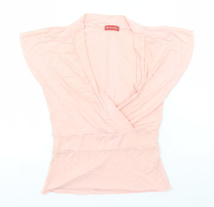 Influence Womens Pink  Viscose Basic T-Shirt  V-Neck