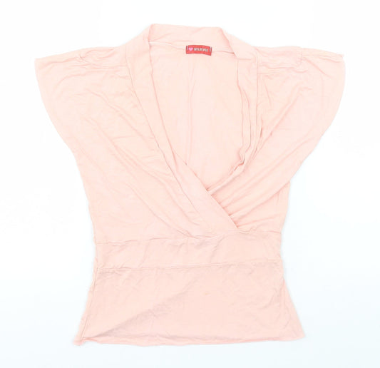 Influence Womens Pink  Viscose Basic T-Shirt  V-Neck