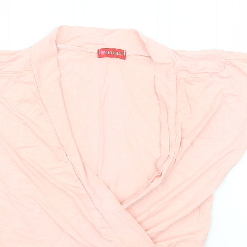 Influence Womens Pink  Viscose Basic T-Shirt  V-Neck