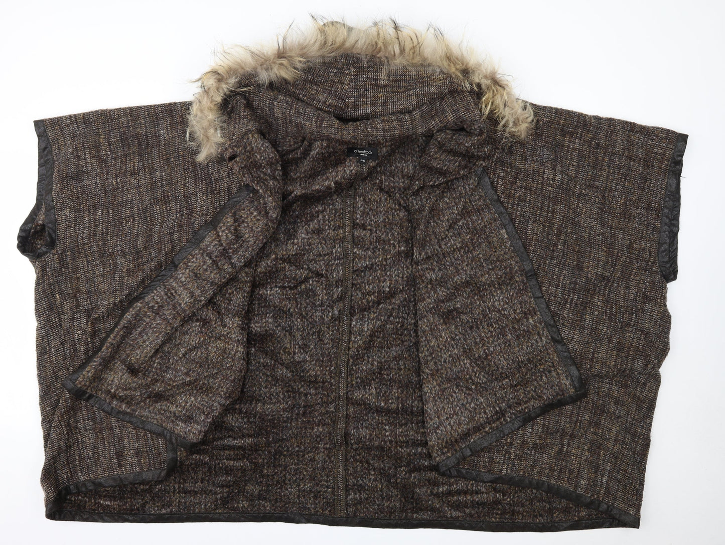 Aftershock Womens Brown V-Neck  Acrylic Cardigan Jumper Size S