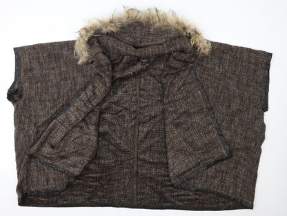 Aftershock Womens Brown V-Neck  Acrylic Cardigan Jumper Size S