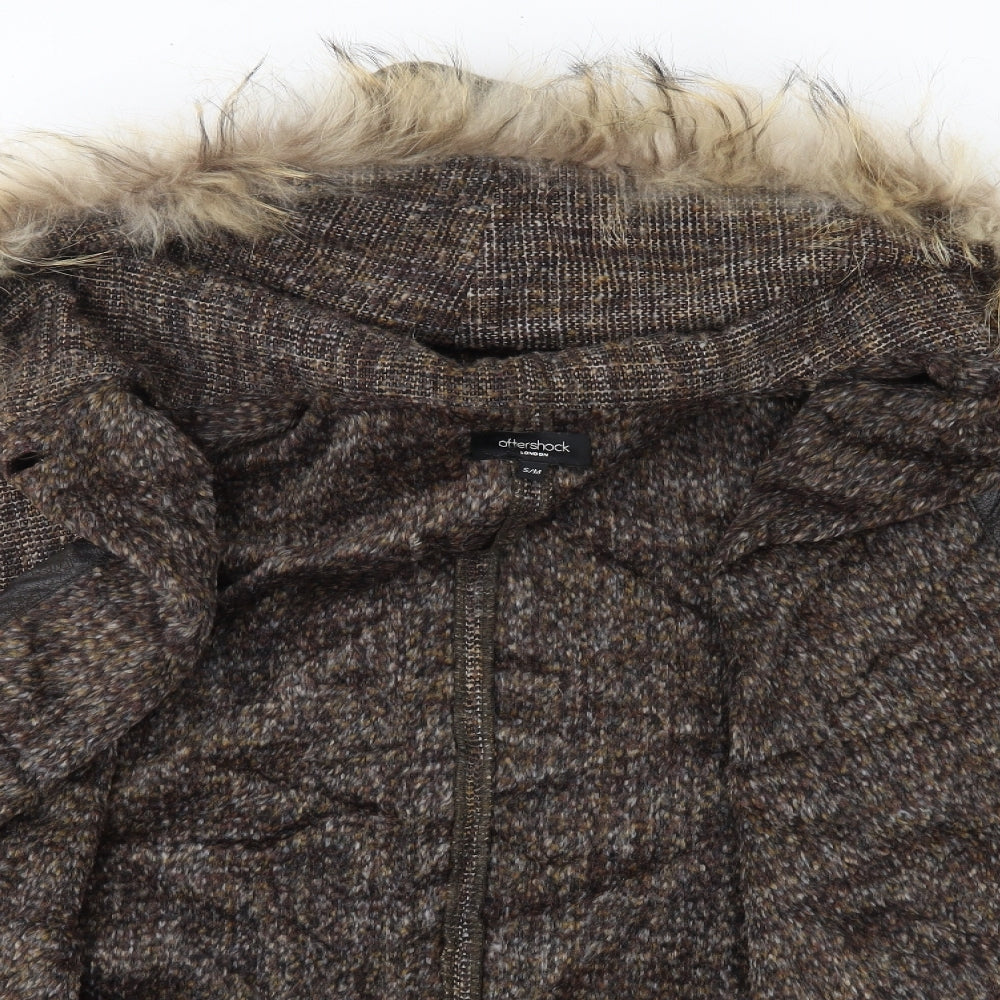 Aftershock Womens Brown V-Neck  Acrylic Cardigan Jumper Size S