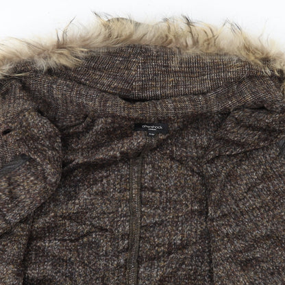Aftershock Womens Brown V-Neck  Acrylic Cardigan Jumper Size S
