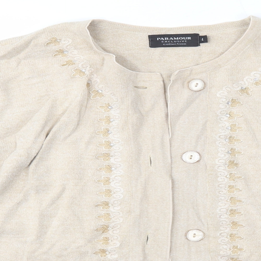Womens UK Size L Paramour Beige Cardigan Jumper