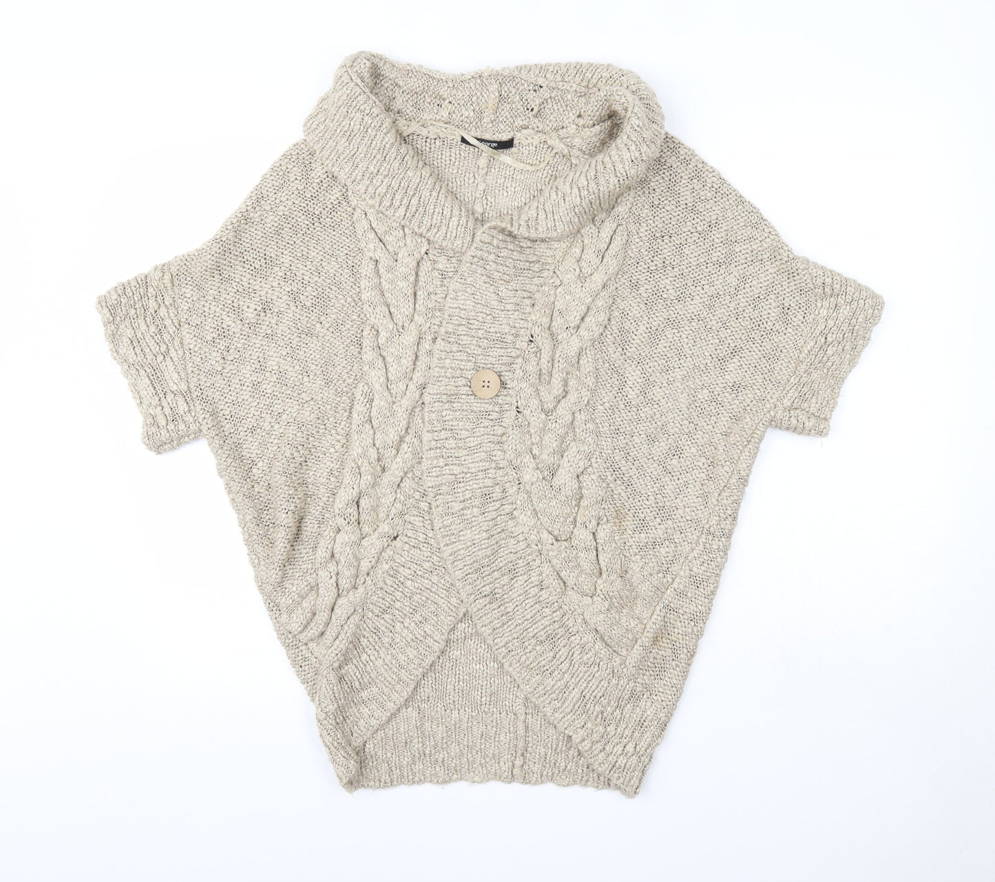 George Womens Beige Collared  Acrylic Cardigan Jumper Size S