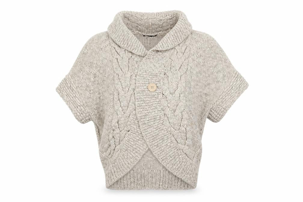 Front view of George women’s beige collared acrylic cardigan jumper, size S