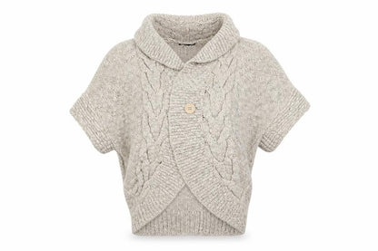 Front view of George women’s beige collared acrylic cardigan jumper, size S