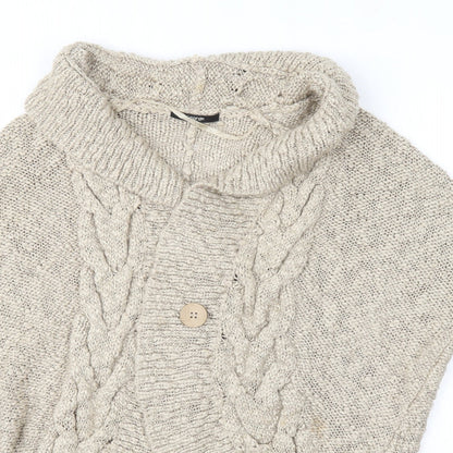 George Womens Beige Collared  Acrylic Cardigan Jumper Size S