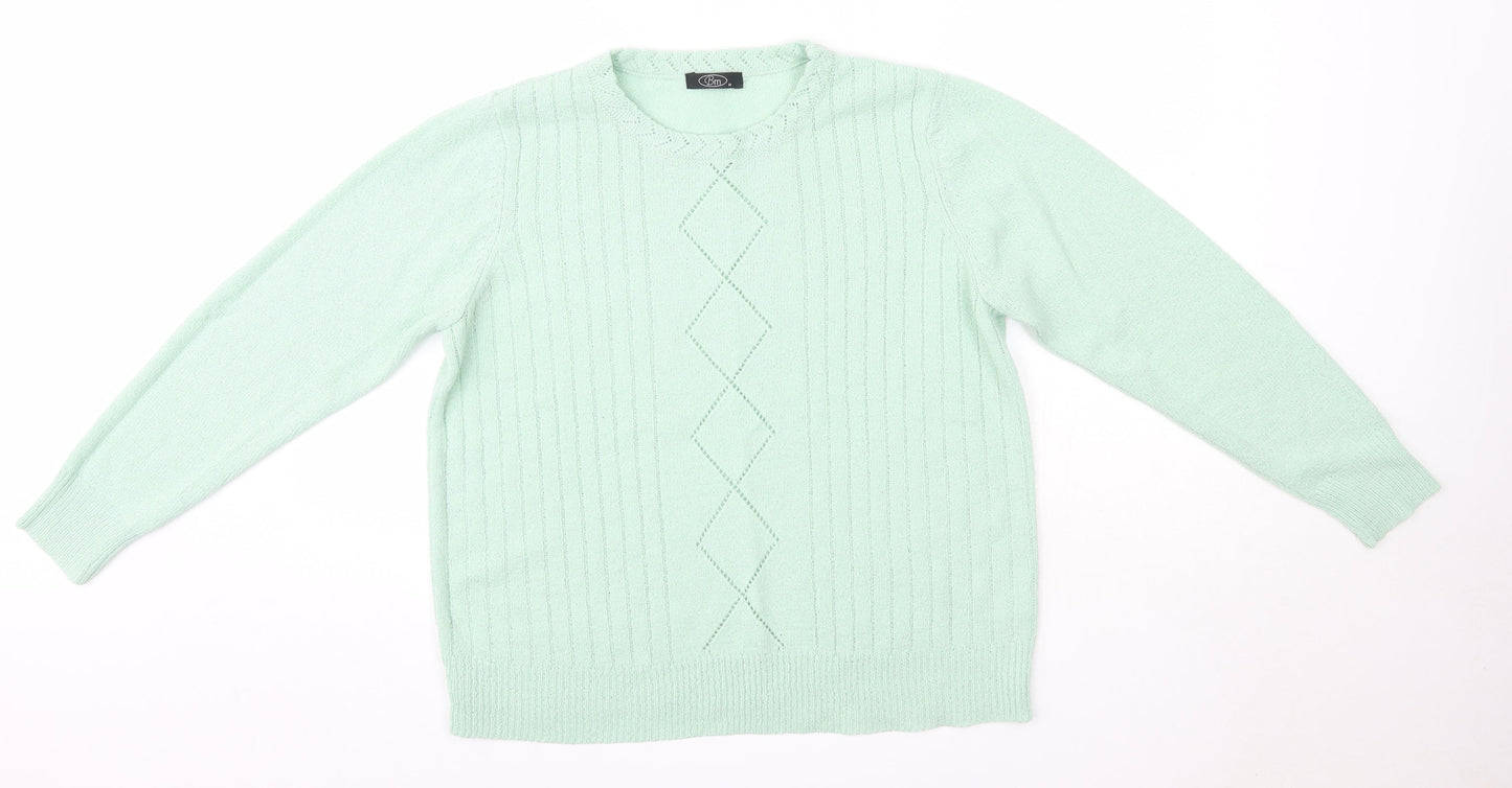 Womens UK Size M BM Green Pullover Jumper