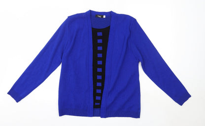 Glimose Design Womens Blue Round Neck  Acrylic Cardigan Jumper Size L