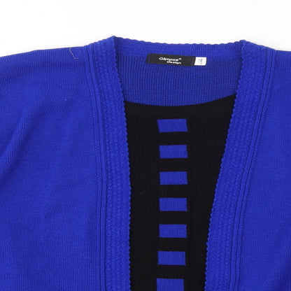 Glimose Design Womens Blue Round Neck  Acrylic Cardigan Jumper Size L