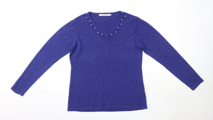 Womens UK Size M Isle Blue Pullover Jumper