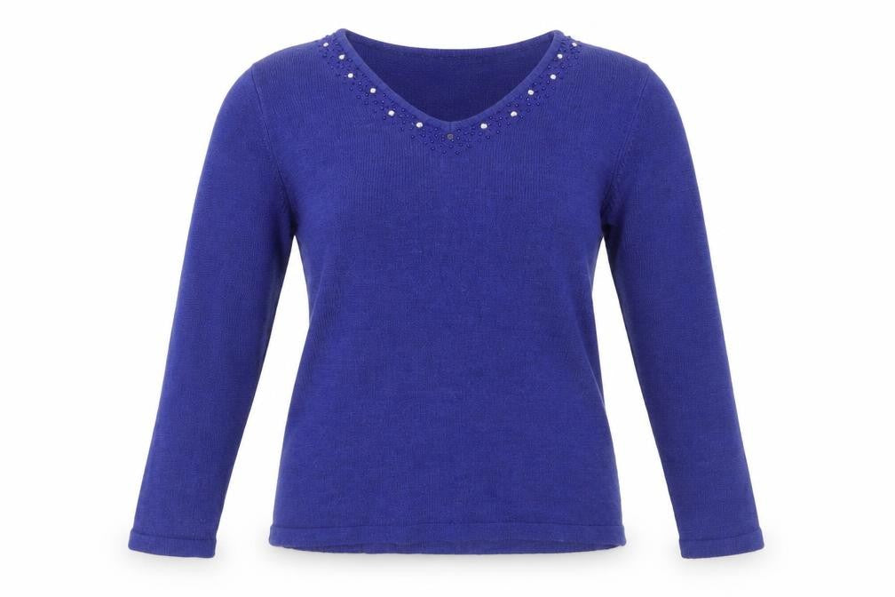 Womens UK Size M Isle Blue Pullover Jumper