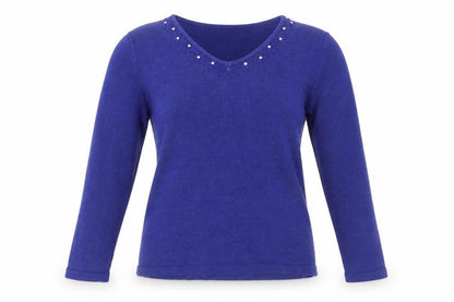 Womens UK Size M Isle Blue Pullover Jumper