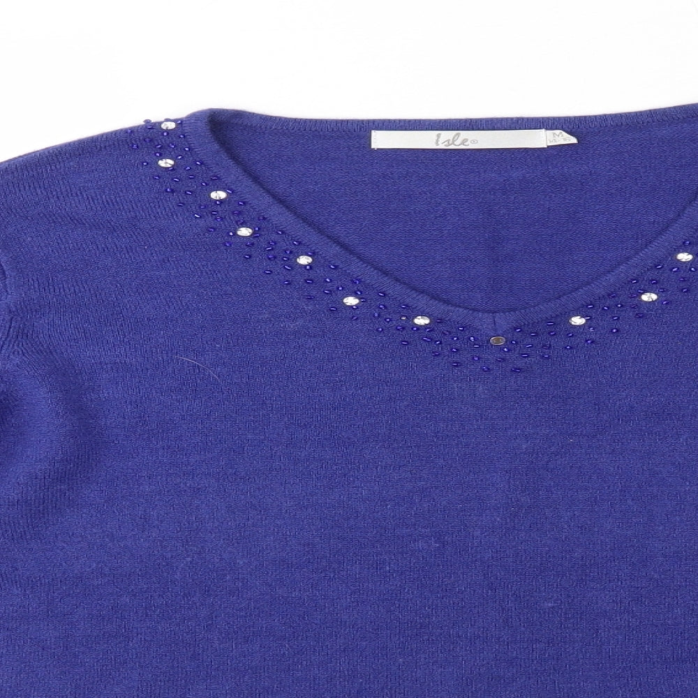 Womens UK Size M Isle Blue Pullover Jumper