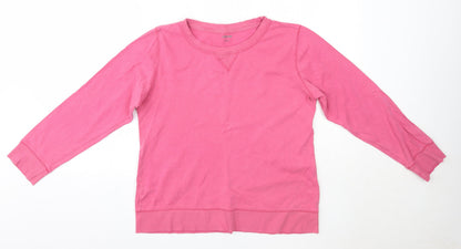 Sussan Womens Pink Round Neck  100% Cotton Pullover Jumper Size M