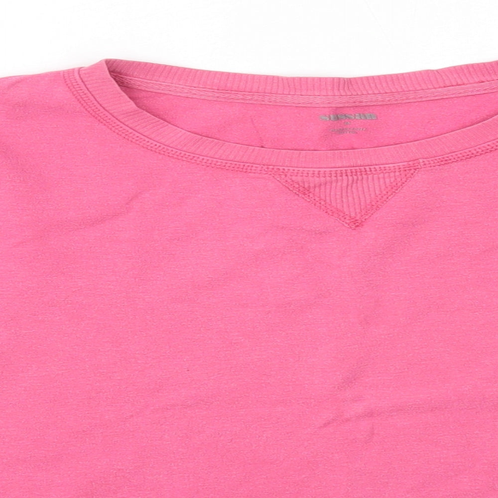 Sussan Womens Pink Round Neck  100% Cotton Pullover Jumper Size M