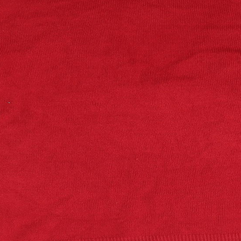 Key West Womens Red V-Neck  Acrylic Pullover Jumper Size M