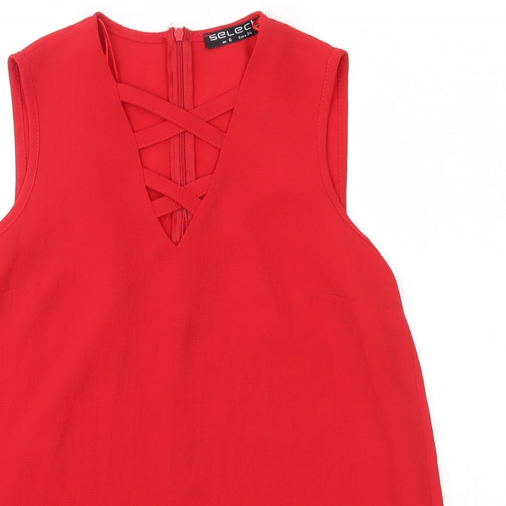 Womens UK Size 6 Select Red Basic Blouse