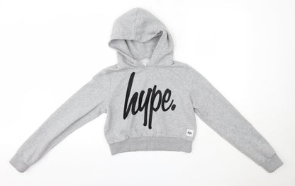 Hype Womens Grey  Cotton Pullover Hoodie Size 6