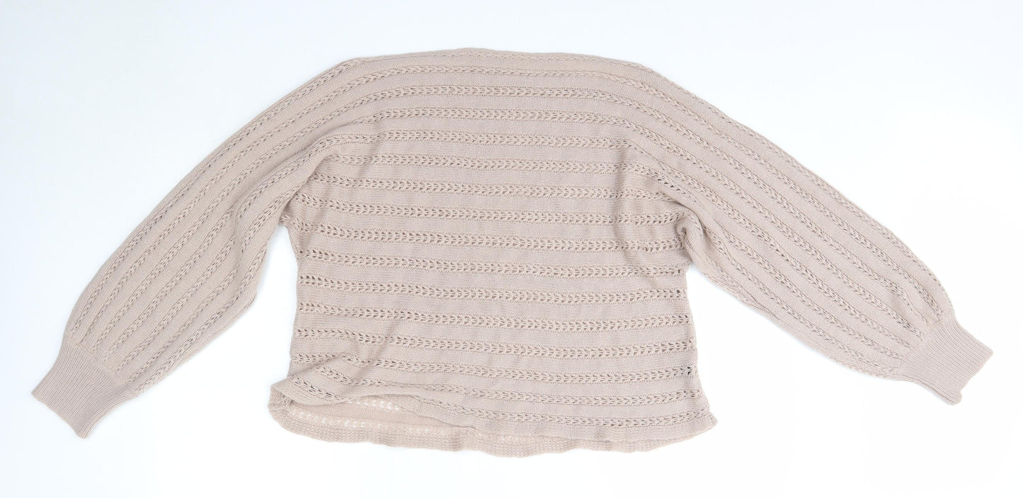 SheIn Womens Brown Round Neck  Acrylic Pullover Jumper Size 2XL