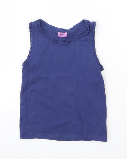 F&F Girls Blue  100% Cotton Basic Tank Size 5-6 Years Round Neck
