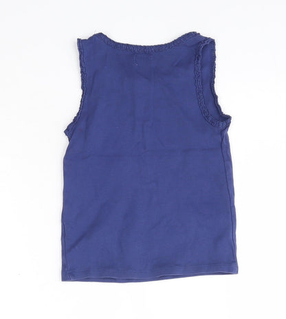 F&F Girls Blue  100% Cotton Basic Tank Size 5-6 Years Round Neck