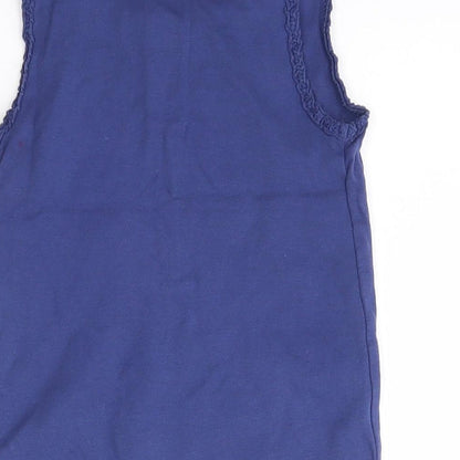 F&F Girls Blue  100% Cotton Basic Tank Size 5-6 Years Round Neck