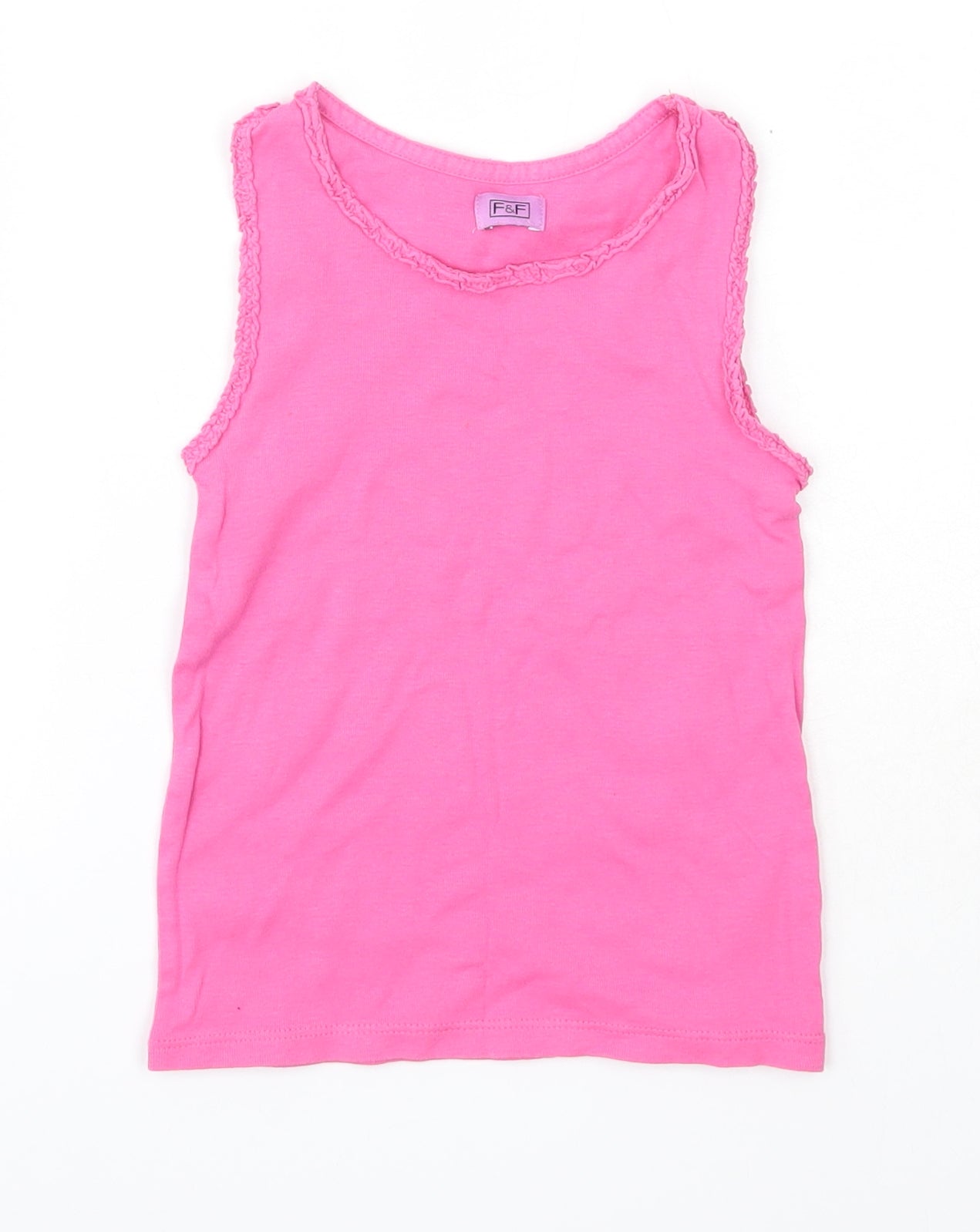 F&F Girls Pink  100% Cotton Basic Tank Size 5-6 Years Round Neck