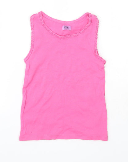 F&F Girls Pink  100% Cotton Basic Tank Size 5-6 Years Round Neck