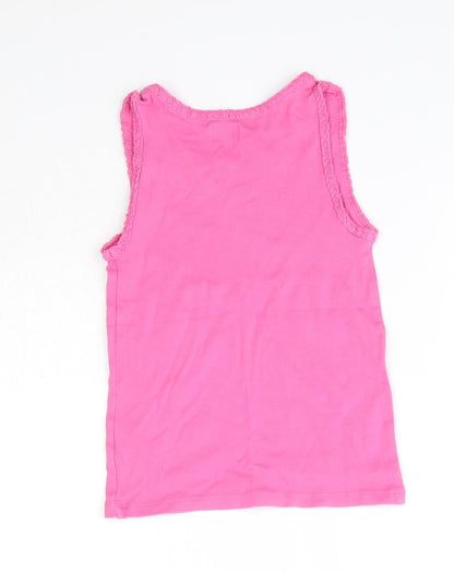F&F Girls Pink  100% Cotton Basic Tank Size 5-6 Years Round Neck