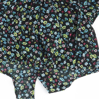 New Look Girls Black Floral Polyester Basic Blouse Size 9 Years Off the Shoulder