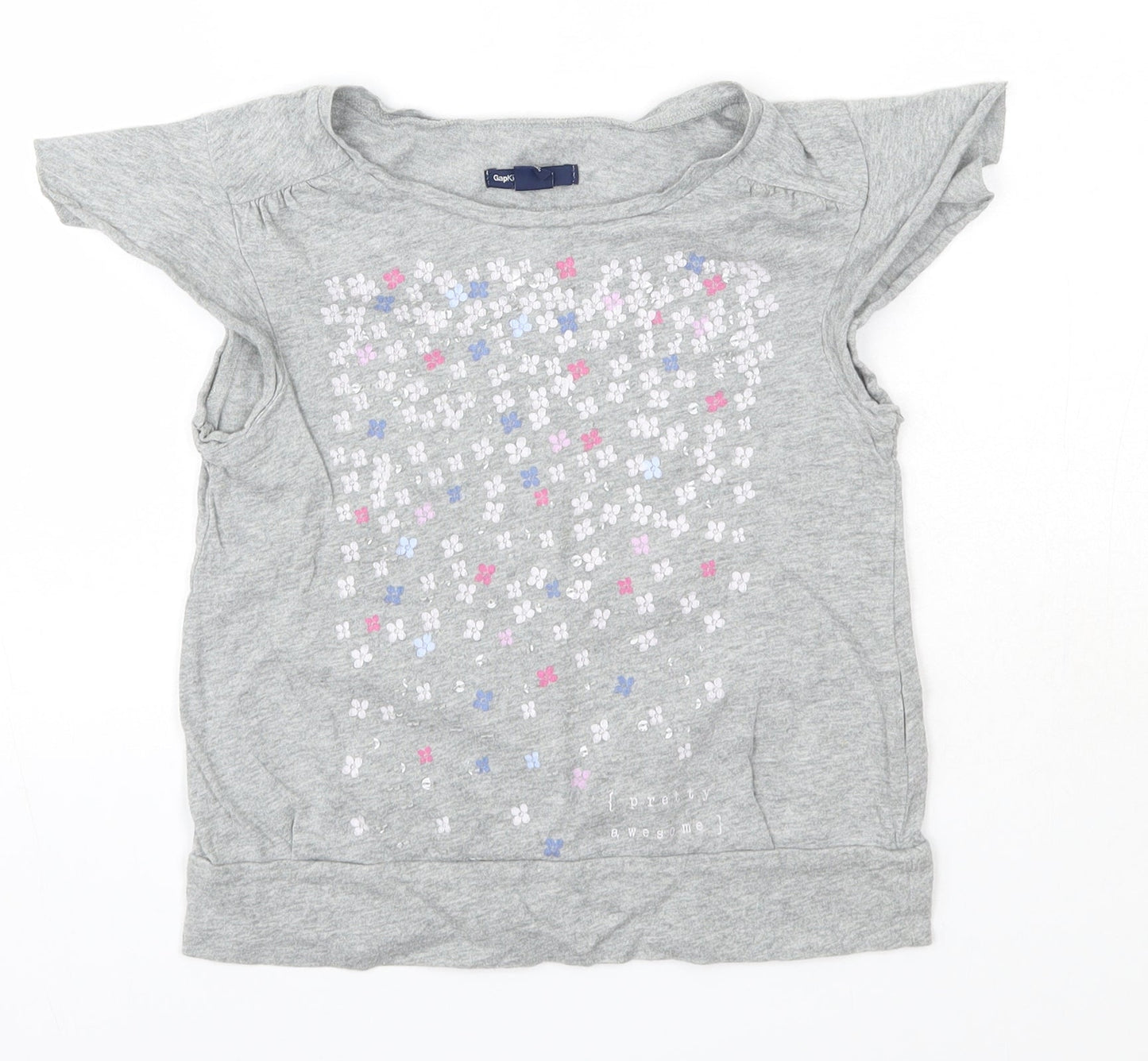 GAP Kids Girls Grey  100% Cotton Basic T-Shirt Size 8 Years Round Neck