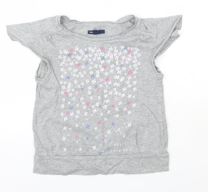 GAP Kids Girls Grey  100% Cotton Basic T-Shirt Size 8 Years Round Neck