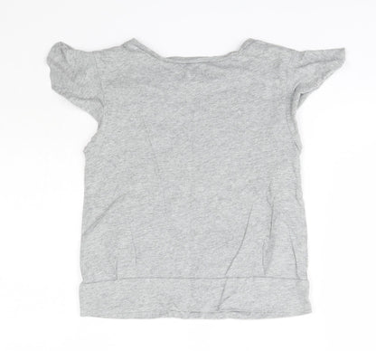 GAP Kids Girls Grey  100% Cotton Basic T-Shirt Size 8 Years Round Neck
