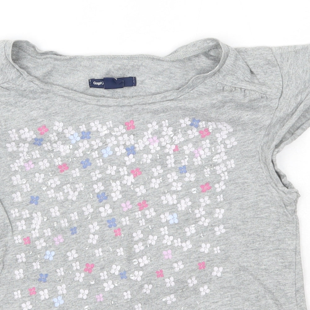 GAP Kids Girls Grey  100% Cotton Basic T-Shirt Size 8 Years Round Neck