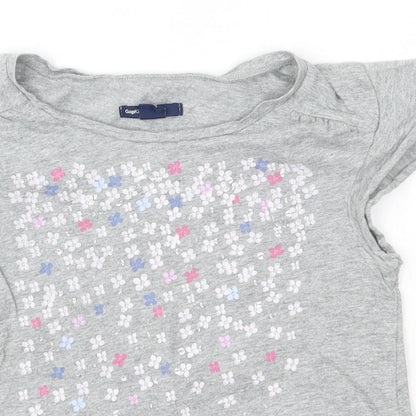 GAP Kids Girls Grey  100% Cotton Basic T-Shirt Size 8 Years Round Neck