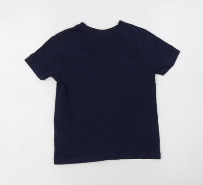 F&F Boys Blue  Cotton Basic T-Shirt Size 4-5 Years Crew Neck  - Euro 2020