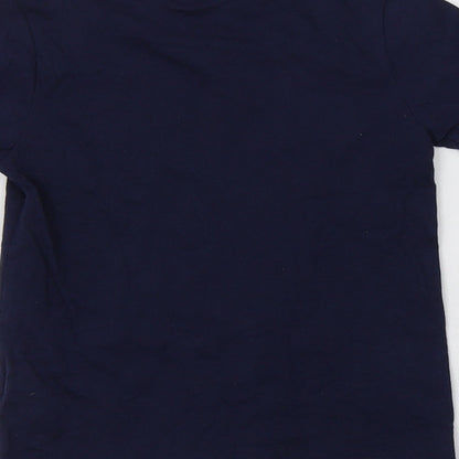 F&F Boys Blue  Cotton Basic T-Shirt Size 4-5 Years Crew Neck  - Euro 2020