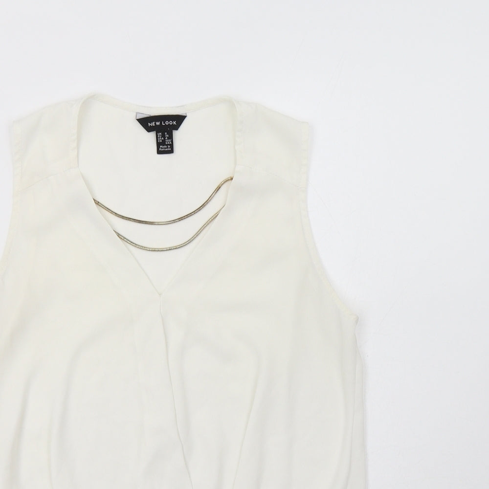 Womens UK Size 8 New Look White Basic Blouse