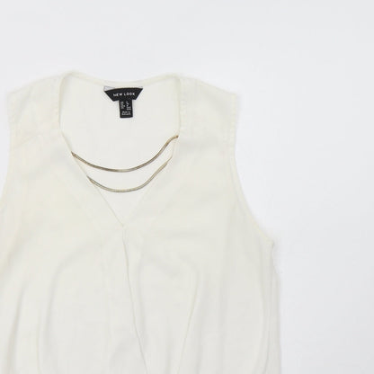Womens UK Size 8 New Look White Basic Blouse